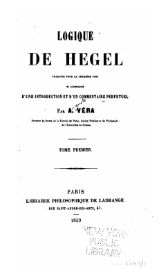 Couverture de Hegel - Logique 1 - trad. Véra